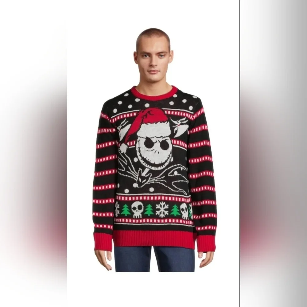 Disney Nightmare Before Christmas Men's Christmas Sweater With Long Sleeves